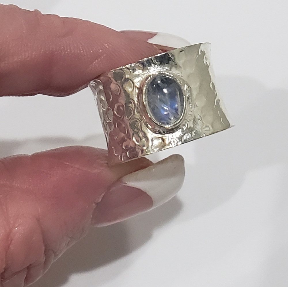 Rainbow Moonstone Gemstone, 925 Silver Ring - image 3